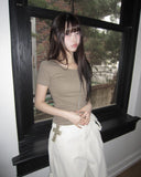 Mojou U-neck Slim Round Short Sleeve T-shirt