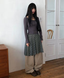 Haen Check Layered Midi Skirt
