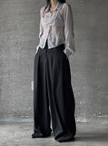 Signature pin tuck wide slacks