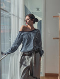 Kelly Unbalance Off Stripe Long Sleeve