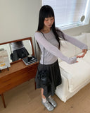 Nini Lettering See-Through Long Sleeve T-Shirt