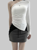 Cleat One Shoulder Shirring Tee