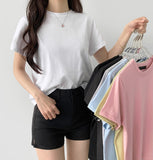 Daily Clean Round Crop Basic Length Short Sleeve T-Shirt