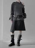 Toggle Boat Neck Loose Fit Long Sleeve Tee