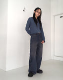 Gut Vintage Washing Rivet Studded Wide Denim Pants