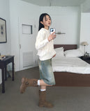 Hanen Vintage Rose Rainy Season Flower Cable Knit