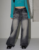 Shirtle Washing Blue Wide Denim Pants