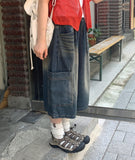 [unisex] Lanto Vintage Cat Washing Banding Bermuda Denim Cargo Pants