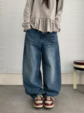 Monpa Curved Denim Balloon Wide Pants