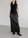 Cowl Neck Draped Layered Halter Top