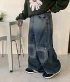 Koiso cut button washed balloon denim pants