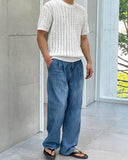 Lovey Linen Wide Denim Pants