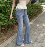 Cooling Hip Padded Low-Rise Stretch Summer Bootcut Denim Pants