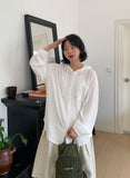 Anpiki Seersucker Hood Long Sleeve Shirt
