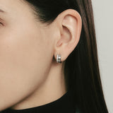 Triple Silver (W) Pave Earrings