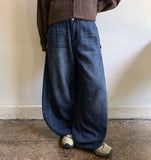 Gelott Stripe Carpenter Denim Balloon Wide Pants