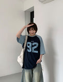 [unisex] Langen color matching number over short sleeve tee