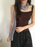 Mauve Wrinkle Pleated Long Muffler Scarf