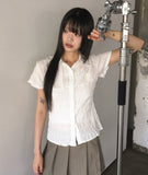 Pedi Stripe Embo Wrinkle Short Sleeve Shirt