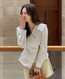 Selly Stripe Shirring Wrap Shirt