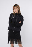 Chest pocket 2-way zip-up knit jacket