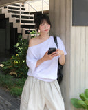 Witty Off-shoulder Short-sleeve Sweatshirt