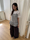 Yuhari Check Tiered Bustier Sleeveless Blouse
