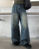 [A/M] Seulleon Cut Denim Washing Wide Pants