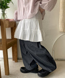 Muju Tiered Banding Mini Skirt