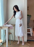 Roselle Layered Wrap Sleeveless Long One Piece