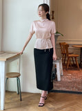 Aret Banding Slit H-Line Long Skirt