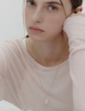 [Premium Plating] Volume Square AB TAG Necklace