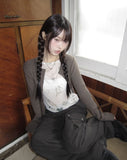 Cure Button Ribbed Round Cardigan