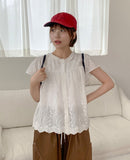 Butter Frill Shirring Short Sleeve Blouse