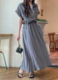 Ronda Layered Shirt Banding Skirt Set (Belt Set)