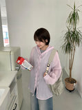 Binbuo Summer See-through Stripe Hood Shirt