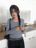 Baol Halter Frill Sleeveless Long Sleeve T-Shirt Set