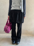 Homes Ribbed Frill Bootcut Banding Pants