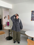 [unisex] Yumei String Hood Over Check Shirt