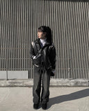 Kawa washed denim wide pants