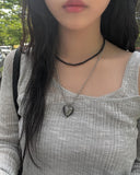 Pikyu Black Ball Choker Necklace