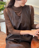 Cadell Layered See-Through Polar T-Shirt and Leather One Piece Set