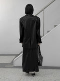 Revon Crack Leather Long Skirt