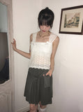 cosh punching see-through ribbon sleeveless blouse