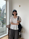 Kohyo Summer Embroidered Shirring Short Sleeve Blouse