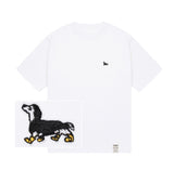 Yellow Boots Puppy Embroidery Short Sleeve Tee