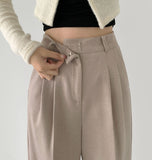 Winter Wool Two Pintuck Inner Clip Wide Slacks