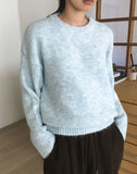 Como wool bokashi pastel thick loose fit round knit