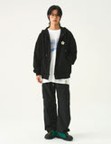 Flower Dot Embroidery Snap Hood Jacket