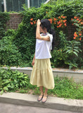 Kira Shirring Cut Nylon Midi Skirt